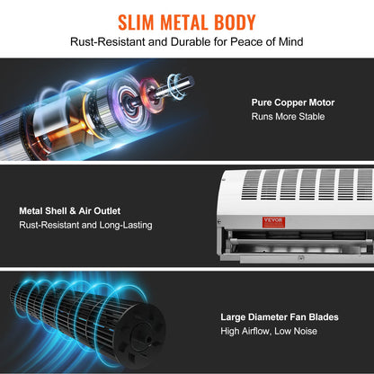 0,9 m kommerzieller Luftschleier für Innenräume, Super Power, 2 Geschwindigkeiten, 2038 m³/h, UL-zertifizierter Luftschleier zur Wandmontage für Türen, Innenventilator über der Tür mit Hochleistungs-Endschalter, Einzelinstallation, unbeheizt
