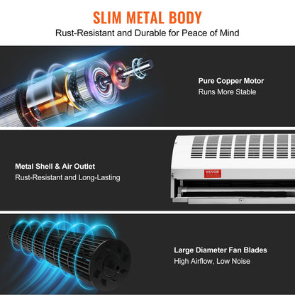 1.1m Commercial Indoor Air Curtain Super Power 2 Speeds 2292m³/h, UL Certified Wall Mounted Air Curtains for Doors, Indoor Over Door Fan with Heavy Duty Limit Switch, Easy Install Unheated