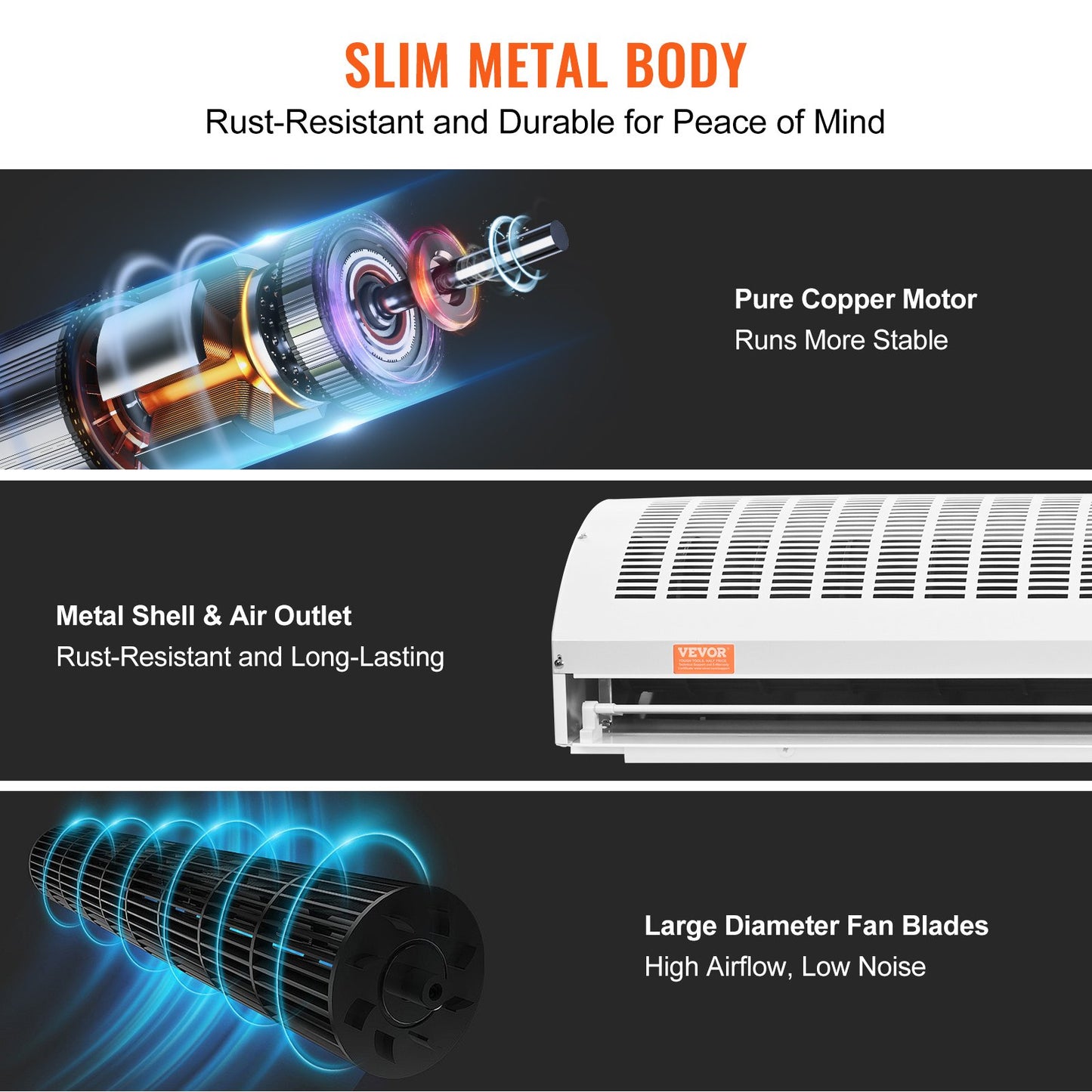 1.5m Commercial Indoor Air Curtain Super Power 2 Speeds 3566m³/h, UL Certified Wall Mounted Air Curtains for Doors, Indoor Over Door Fan with Heavy Duty Limit Switch, Single Install Unheated