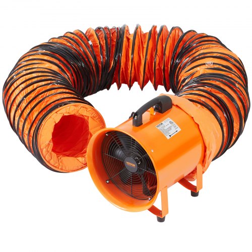 Portable Ventilator, 10 inch Heavy Duty Cylinder Fan with 33ft Duct Hose, 350W Strong Shop Exhaust Blower 1948CFM, Industrial Utility Blower for Sucking Dust, Smoke, Smoke Home/Workplace