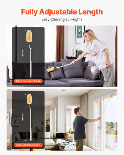 Duster Refills, Heavy Duty Dusters for Cleaning, 3 ft Extendable Handle with 10 Refills, Reusable Non-woven Fabric 360° Cleaning Kit for Dusting Furniture, Blinds, Ceiling Fans, Walls, Corners