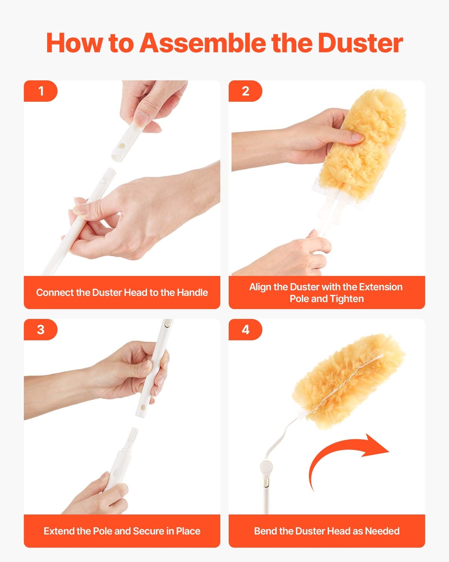 Duster Refills, Heavy Duty Dusters for Cleaning, 3 ft Extendable Handle with 10 Refills, Reusable Non-woven Fabric 360° Cleaning Kit for Dusting Furniture, Blinds, Ceiling Fans, Walls, Corners