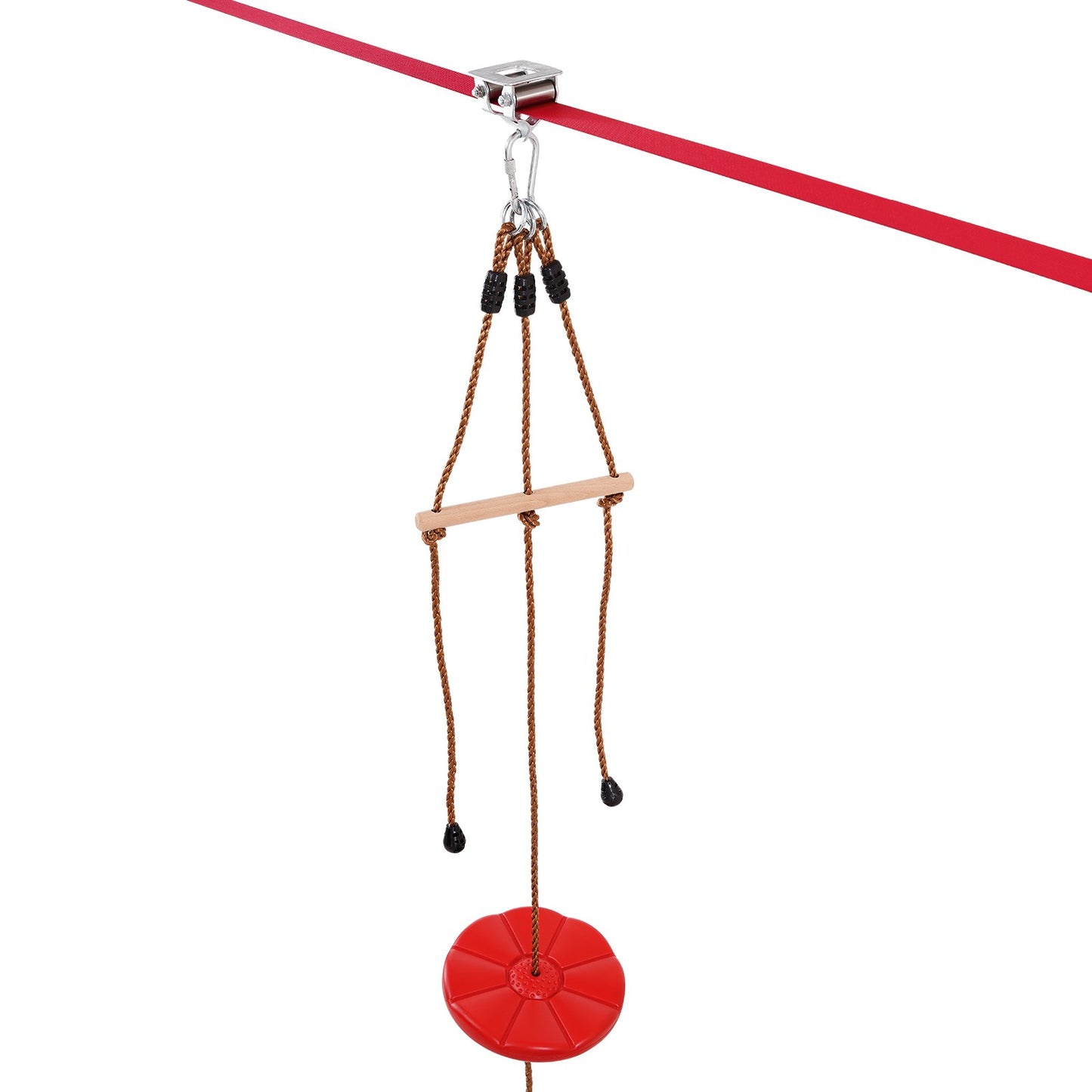 Zipline Kit for Kids and Adults, 65 ft Zip Line Kits up to 330 lb, Backyard Outdoor Quick Setup Zipline, Playground Entertainment with Zipline, Nylon Safety Harness, Seat and Handlebar