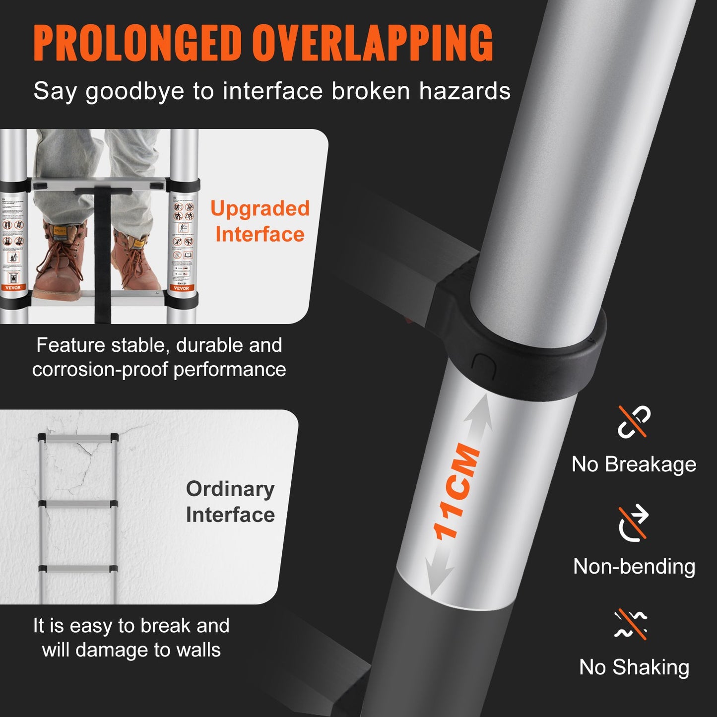 Teleskopleiter Aluminium Verlängerung Schritt 12,5 Fuß Tragbare Multi-Zweck