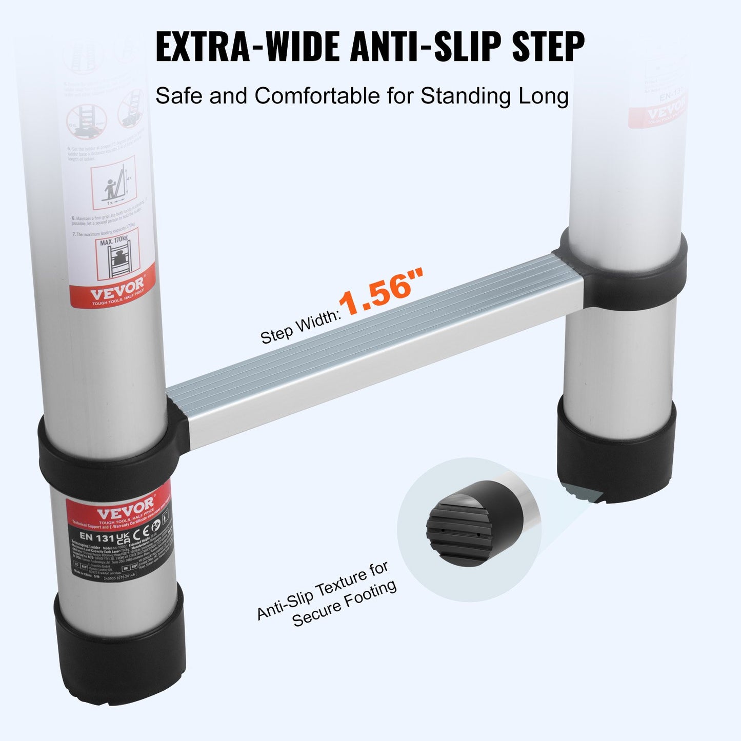 Teleskop-Ausziehleiter 20,3 Fuß, Multi-Button-Einzug, 375 Pfund