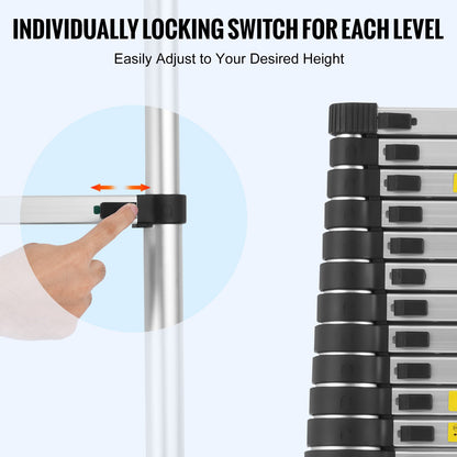 Teleskop-Ausziehleiter 20,3 Fuß, Multi-Button-Einzug, 375 Pfund