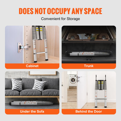 Telescopic Ladder Aluminum Extension Step 18.5 Feet Portable Multi-Purpose