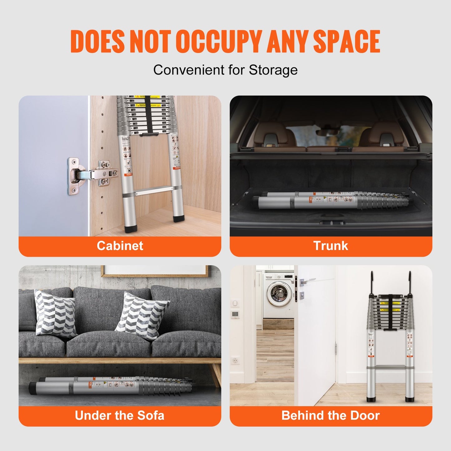 Teleskopstege Aluminium Förlängning Steg 15 fot Multi-purpose Portable