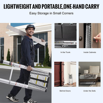 Teleskop-Ausziehleiter 20,3 Fuß, Multi-Button-Einzug, 419 Pfund