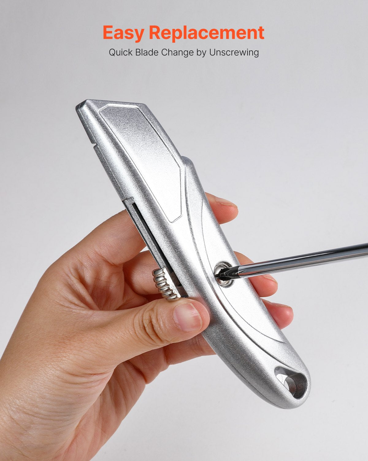 Utility Knife, 2-Pack Retractable Box Cutter, with Aluminum Alloy Case, SK5 Blades and Handle, 3-Position Blade, 5 Blades, Heavy Duty Box Cutter for Leather, Card Board, Rubber Cables, Silver