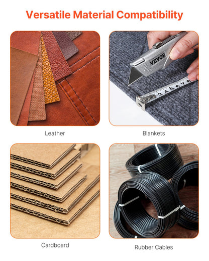 Utility Knife, 2-Pack Retractable Box Cutter, with Aluminum Alloy Case, SK5 Blades and Handle, 3-Position Blade, 5 Blades, Heavy Duty Box Cutter for Leather, Card Board, Rubber Cables, Silver