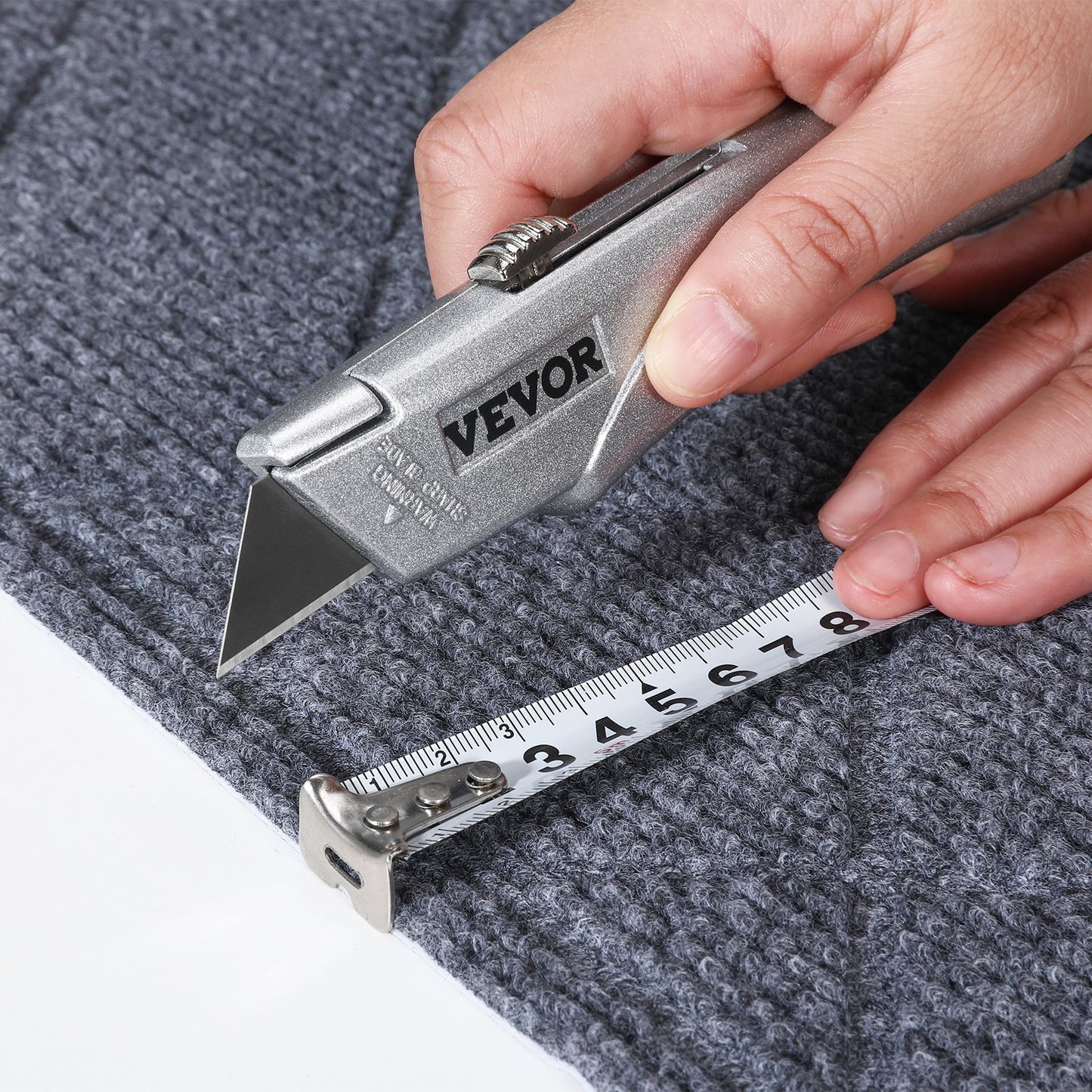 Utility Knife, 2-Pack Retractable Box Cutter, with Aluminum Alloy Case, SK5 Blades and Handle, 3-Position Blade, 5 Blades, Heavy Duty Box Cutter for Leather, Card Board, Rubber Cables, Silver