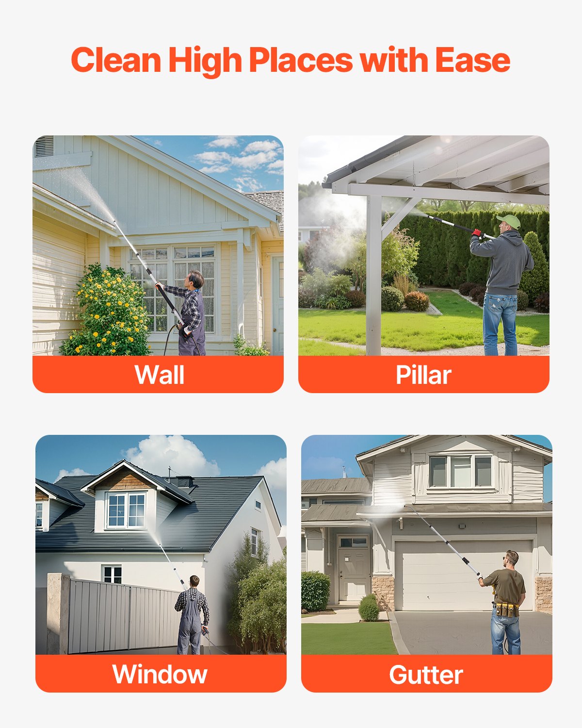 Teleskop-Hochdruckreiniger-Stab, 18 Fuß Bürstenkopf, Teleskop-Sprühstab