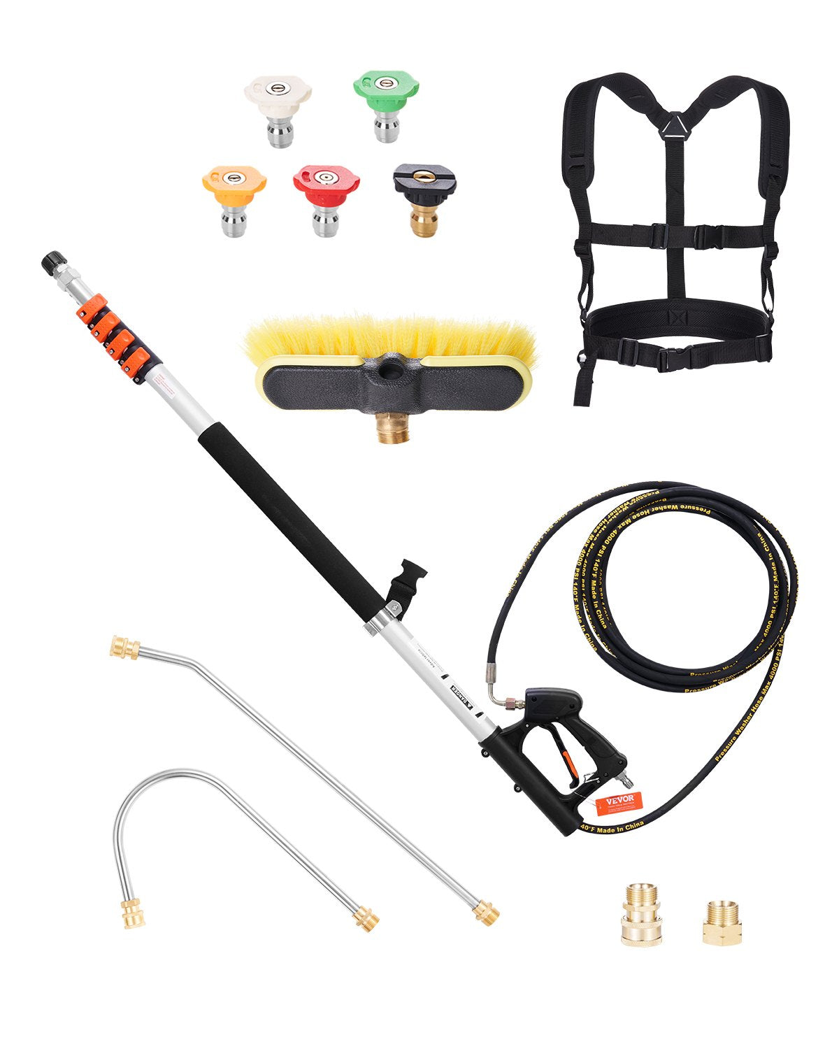 Teleskop-Hochdruckreiniger-Stab, 18 Fuß Bürstenkopf, Teleskop-Sprühstab