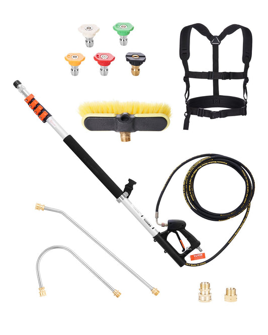 Högtryckstvätt teleskopstav 18 fot borsthuvud teleskopisk spraystav