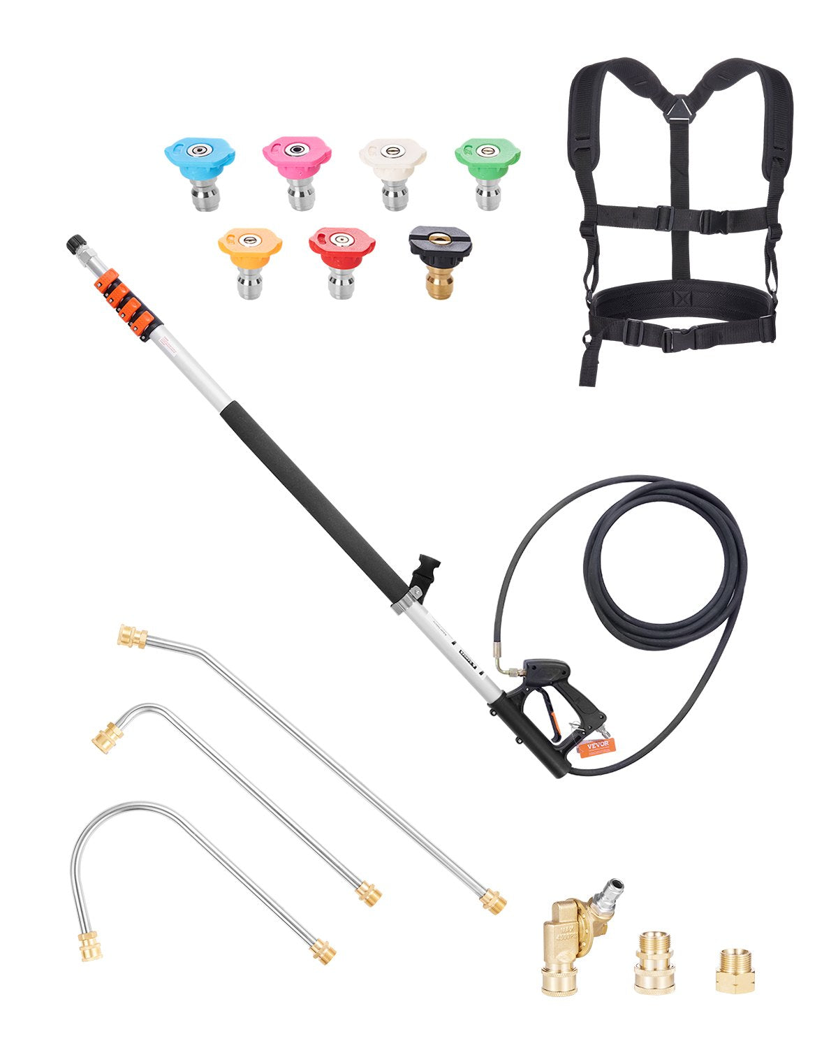 Teleskop-Sprühstab für Hochdruckreiniger, 21 Fuß, 4000 PSI, Teleskop-Sprühstab