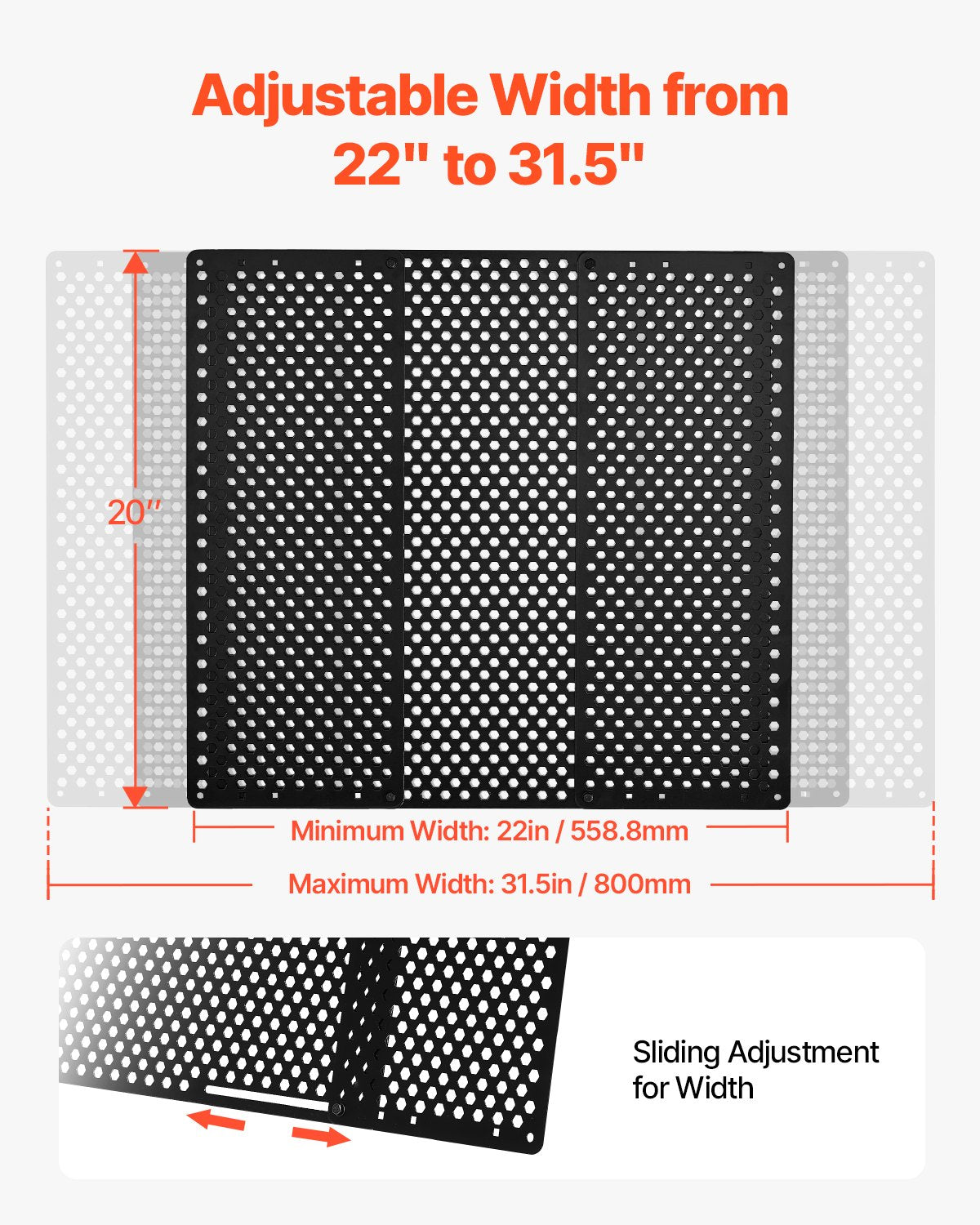 RV Screen Door Protector, Adjusts from 22 to 31.5 inch, Adjustable Door Grille, Easy to Install, Reinforced Breathable Honeycomb Holes, Iron Camper RV Entry Protector for Pet Protection, Black