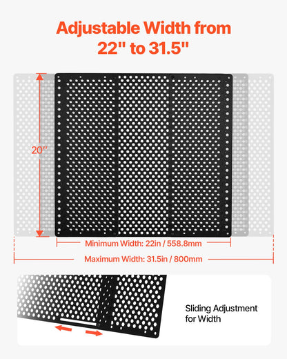 RV Screen Door Protector, Adjusts from 22 to 31.5 inch, Adjustable Door Grille, Easy to Install, Reinforced Breathable Honeycomb Holes, Iron Camper RV Entry Protector for Pet Protection, Black