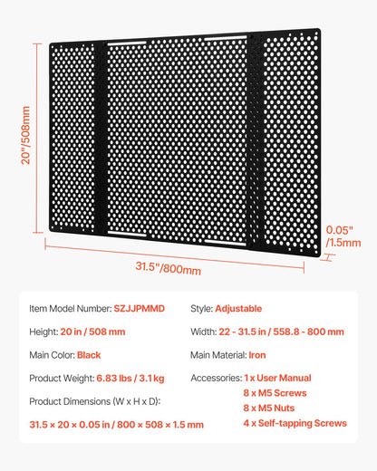 RV Screen Door Protector, Adjusts from 22 to 31.5 inch, Adjustable Door Grille, Easy to Install, Reinforced Breathable Honeycomb Holes, Iron Camper RV Entry Protector for Pet Protection, Black