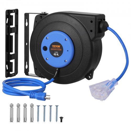 Retractable Extension Cord Reel Power Cord Reel 45FT 12AWG/3C SJTOW