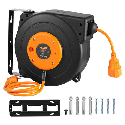 Einziehbare Verlängerungskabeltrommel Elektrische Kabeltrommel 15 m 1000W 1 m Einsteckkabel