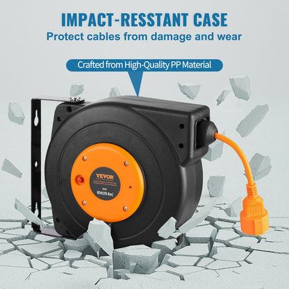 Einziehbare Verlängerungskabeltrommel Netzkabeltrommel 19m 1000W 1m Einführungskabel