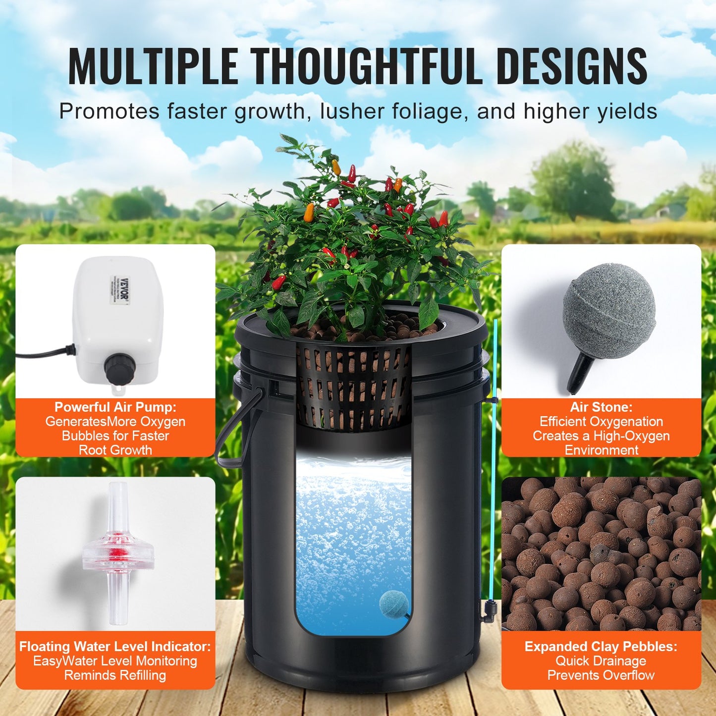 DWC Hydroponics Grow System Deep Water Culture mit Top Drip 2 Eimer