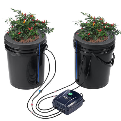 DWC Hydroponics Grow System Deep Water Culture mit Top Drip 2 Eimer