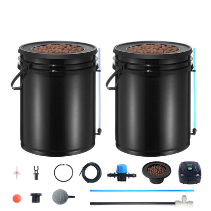 DWC Hydroponics Grow System Deep Water Culture mit Top Drip 2 Eimer