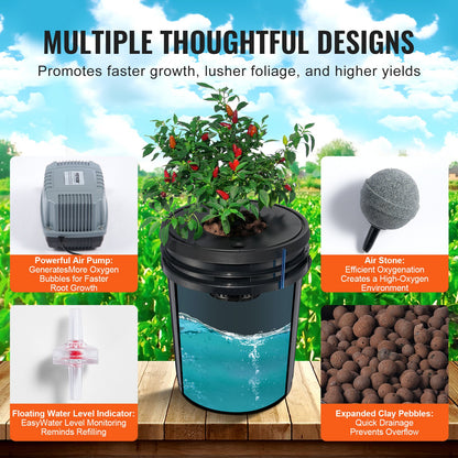 DWC Hydroponics Grow System Deep Water Culture 8 Eimer mit Luftpumpe