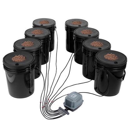 DWC Hydroponics Grow System Deep Water Culture 8 Eimer mit Luftpumpe