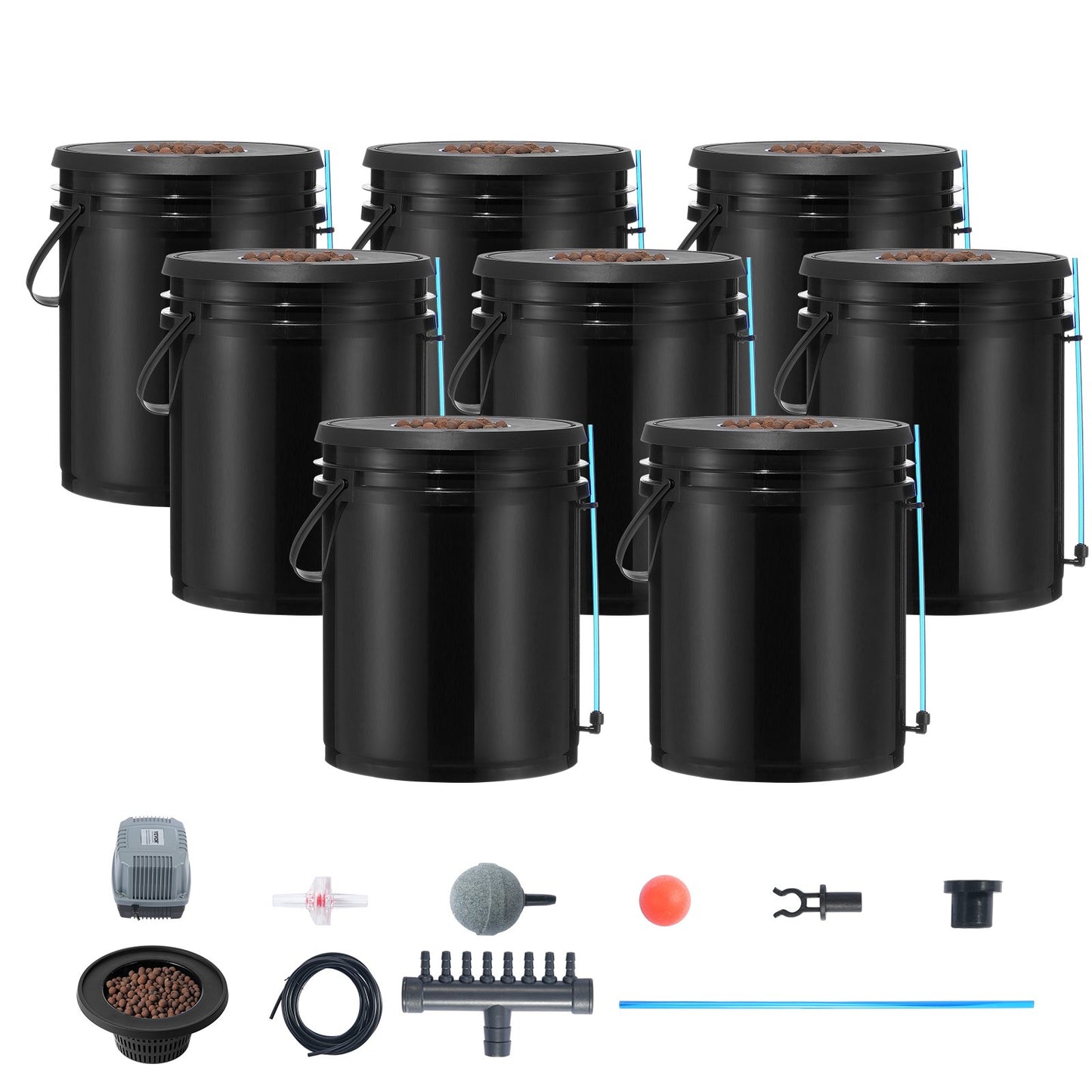 DWC Hydroponics Grow System Deep Water Culture 8 Eimer mit Luftpumpe