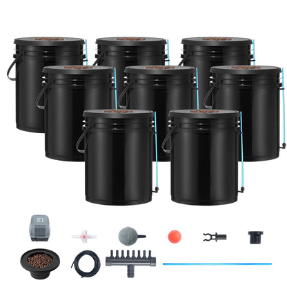 DWC Hydroponics Grow System Deep Water Culture 8 Eimer mit Luftpumpe
