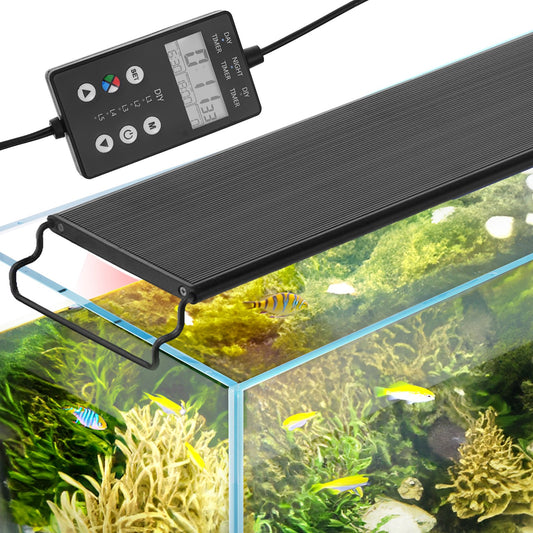 Full Spectrum Aquarium Light & LCD-skärm för 18"-24" sötvattentank 18W