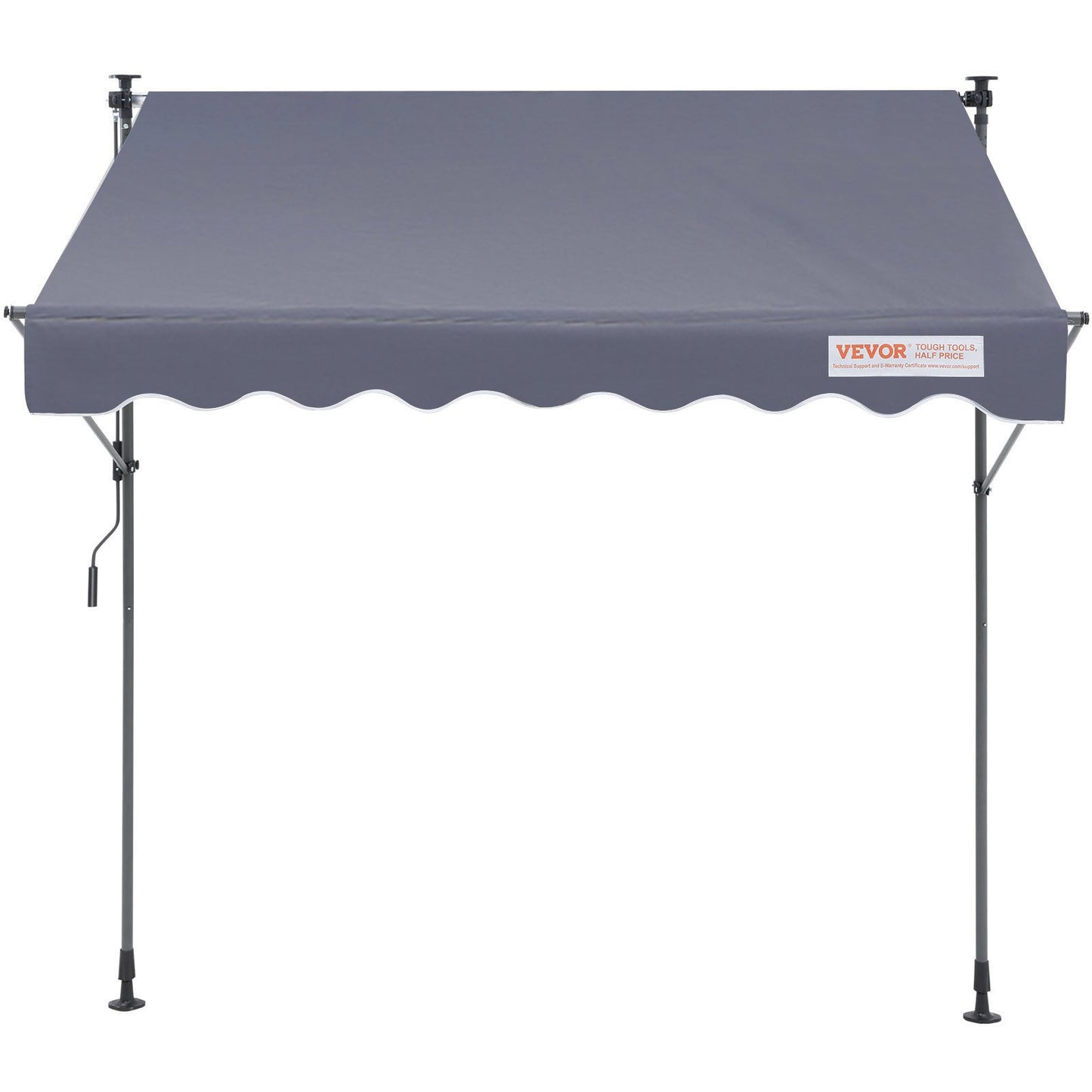 Manuell einziehbare Markise, 118 Zoll einziehbarer Terrassenmarkisen-Sonnenschutz, verstellbares Markisendach für Terrassentürfenster mit 39 Zoll Sonnenschutzvorhang für Hinterhof, Garten, Balkon