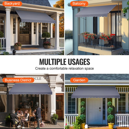 138x47" Terrassenmarkise Einziehbare Markisen-Sonnenschutzabdeckung mit Kurbel
