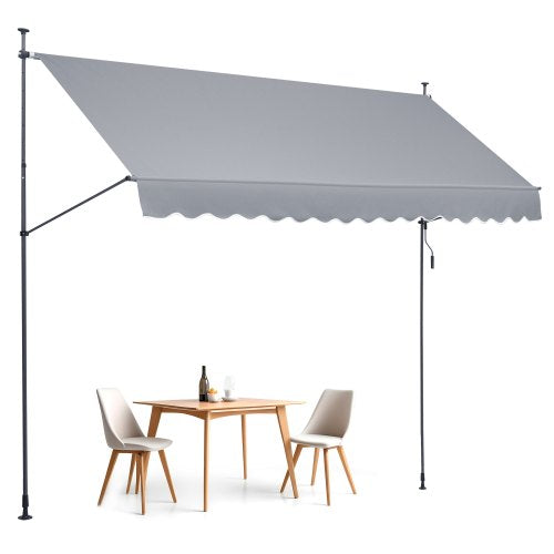 157x47" Patio Awning Retractable Awning Sunshade Shelter with Crank Handle