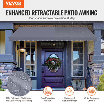 157x47" Terrassenmarkise Einziehbare Markisen-Sonnenschutzabdeckung mit Kurbel