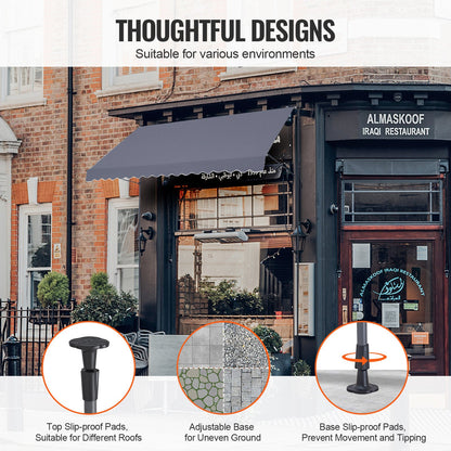 157x47" Terrassenmarkise Einziehbare Markisen-Sonnenschutzabdeckung mit Kurbel