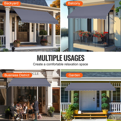 157x47" Terrassenmarkise Einziehbare Markisen-Sonnenschutzabdeckung mit Kurbel