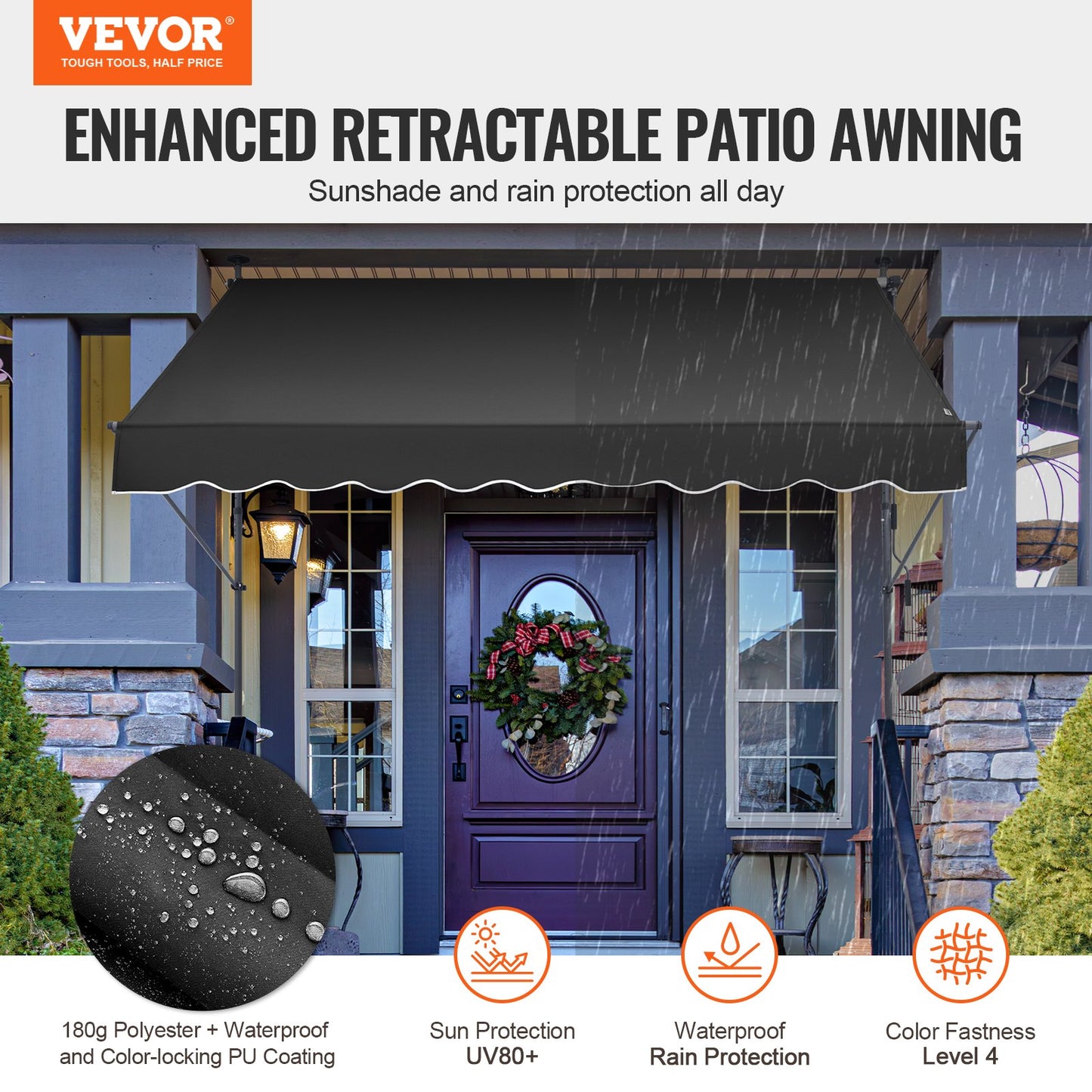 98x47" Terrassenmarkise Einziehbares Terrassendach Sunsetter mit Kurbel