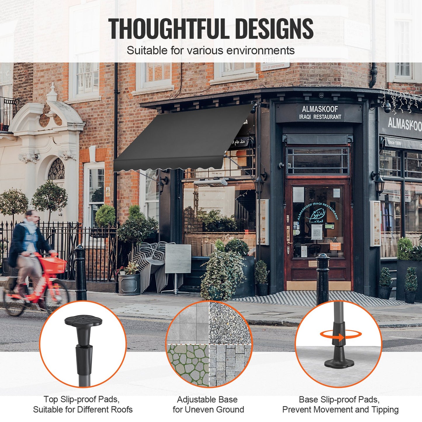 98x47" Terrassenmarkise Einziehbares Terrassendach Sunsetter mit Kurbel