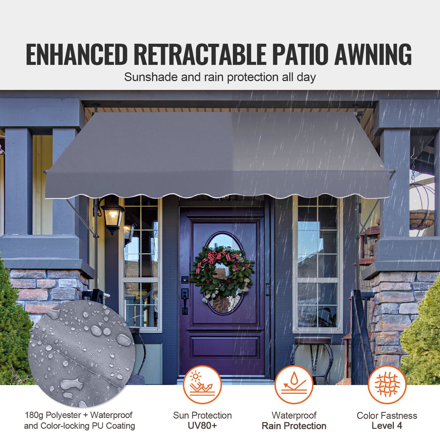 98x47" uteplatsmarkis Infällbar markis solskyddsskydd med vev