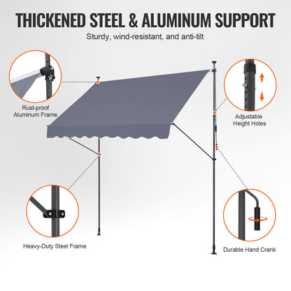 98x47" uteplatsmarkis Infällbar markis solskyddsskydd med vev