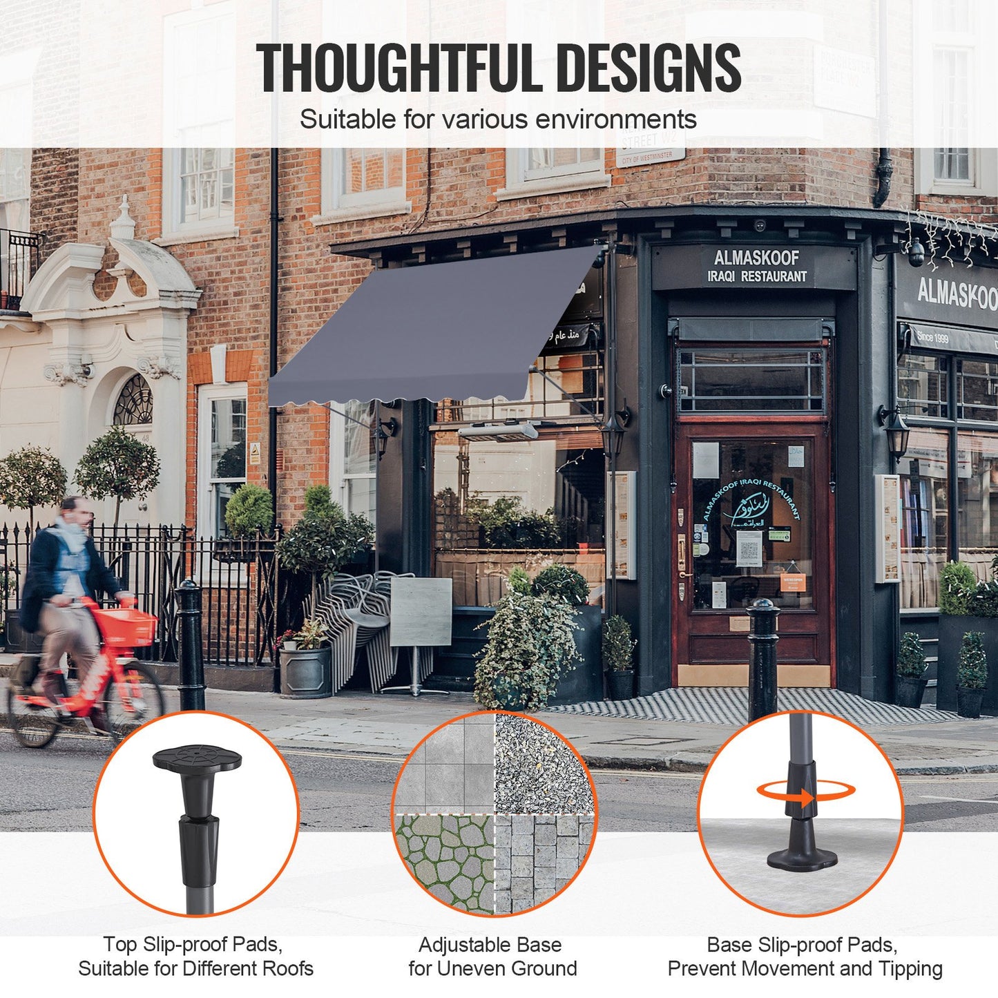 98x47" uteplatsmarkis Infällbar markis solskyddsskydd med vev