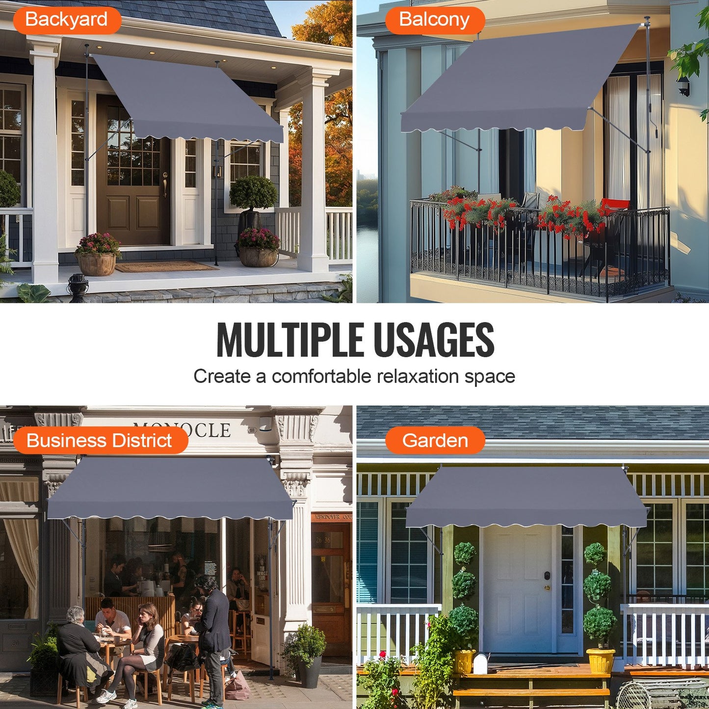 98x47" uteplatsmarkis Infällbar markis solskyddsskydd med vev