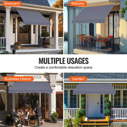 98x47" uteplatsmarkis Infällbar markis solskyddsskydd med vev