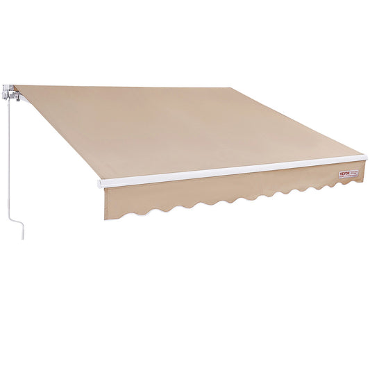 Manual Retractable Awning, 8 x 7 ft Patio Awning Retractable Sun Shade, Water Repellent Polyester Patio Door Window Awning Sunshade Cover with Crank for Backyard, Balcony