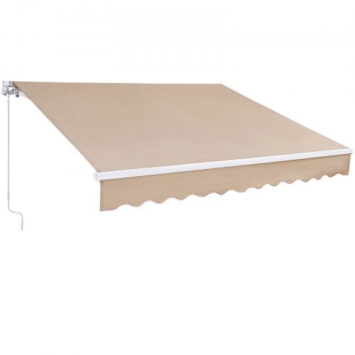 Manual Retractable Awning, 13 x 8 ft Outdoor Patio Awning Retractable Sun Shade, Water-Resistant Polyester Patio Door Window Awning Sunshade Shelter with Crank Handle for Backyard, Balcony