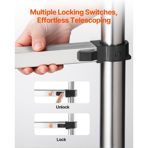 Teleskopleiter, Edelstahl-Ausziehleiter, 12,5 Fuß, tragbare Leitern | EU